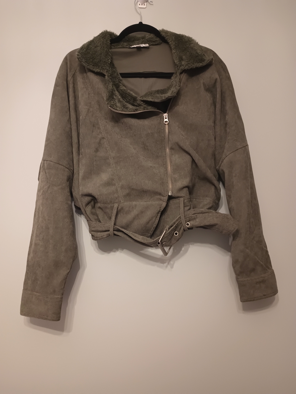 Hyfve Olive Zip Moto Jacket with Belt S